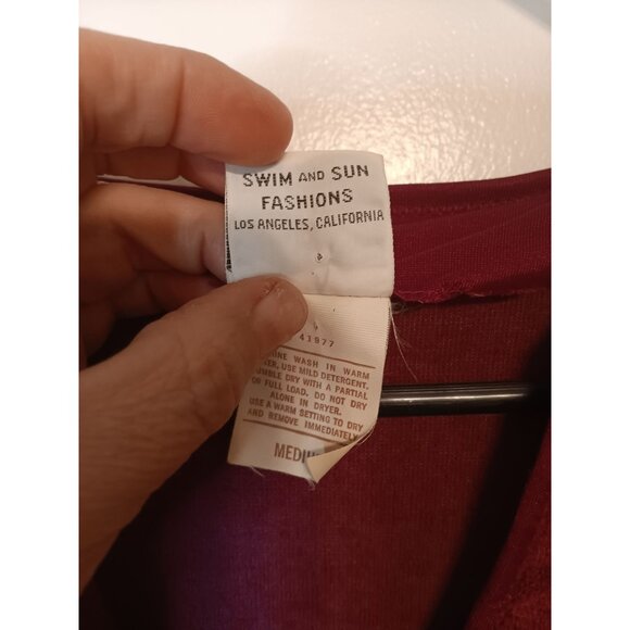 Vintage DeWeese Designs Medium Maroon Red Velour Jumper Suit One Piece Retro Dis - Picture 4 of 5